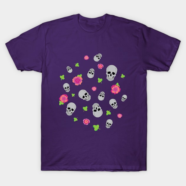 Skulls and flowers T-Shirt by DannysRemakeRemodel